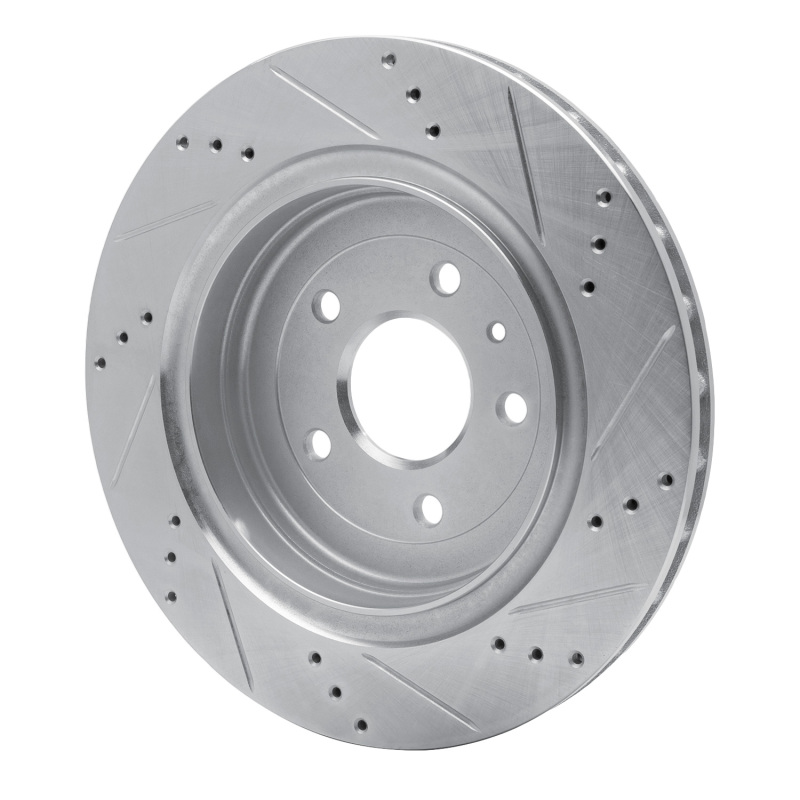 Chevrolet Corvette Brake Rotor (1) - Rear Left - R1 Concepts - Drilled & Slotted - Silver - `14-`19